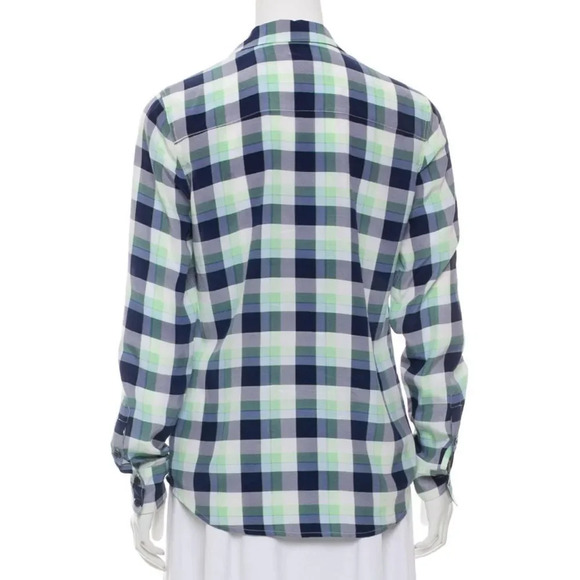 EQUIPMENT Silk Plaid Print Button-Up Top - Picture 3 of 3